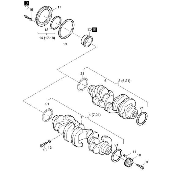 Crankshaft Assembly for Hatz 4L43C Diesel Engines