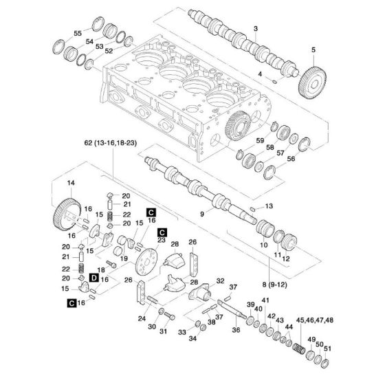 Camshaft, Governor, Timer Assembly