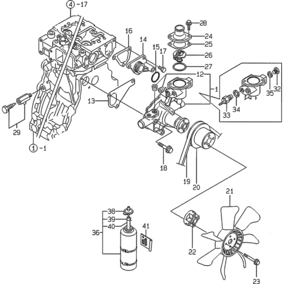 Cooling Water System  Assembly for Yanmar 4TNE84 Engine