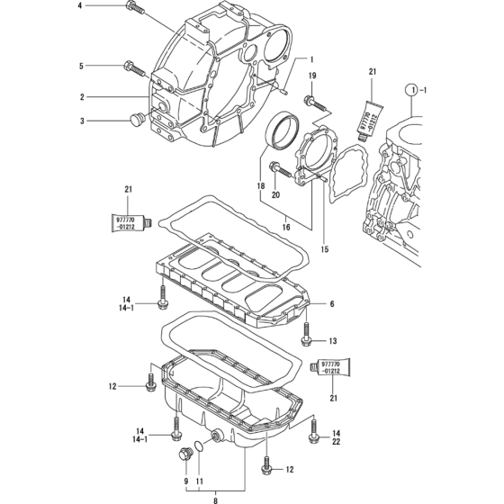 Flywheel Housing and Oil Sump Assembly for Yanmar 4TNE84 Engine