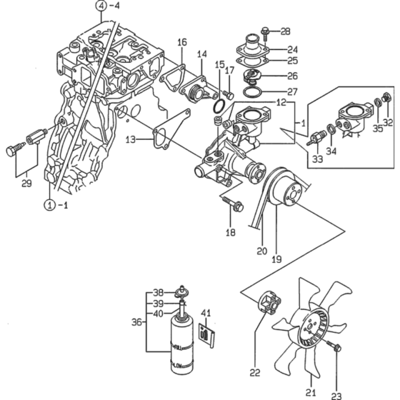 Cooling Water System Assembly for Yanmar 4TNE84T Engine