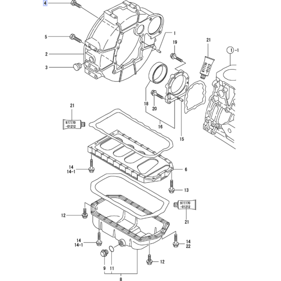 Flywheel Housing and Oil Sump Assembly for Yanmar 4TNE84T Engine