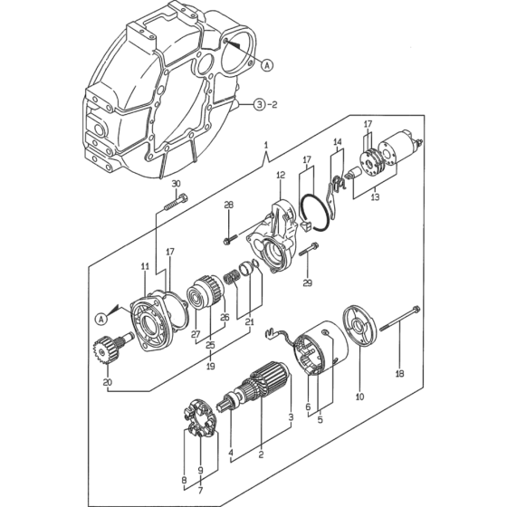 Starting Motor Assembly for Yanmar 4TNE88 Engine