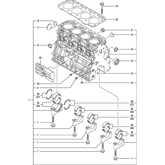 Cylinder Block Assembly for Yanmar 4TNV84T-KWA Engine