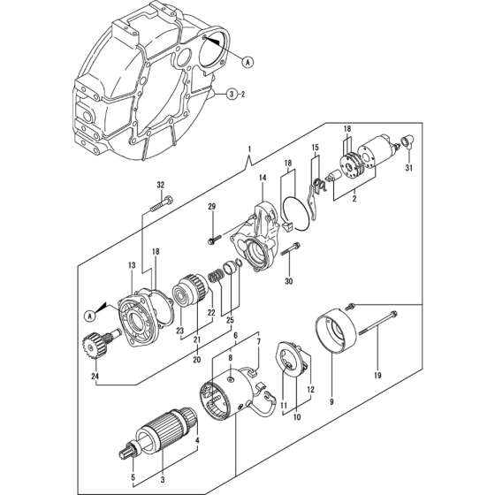 Starting Motor Assembly for Yanmar 4TNV84T-KWA Engine