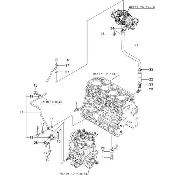 Oil Pipe Assembly for Yanmar 4TNV84T-XWA  Engine