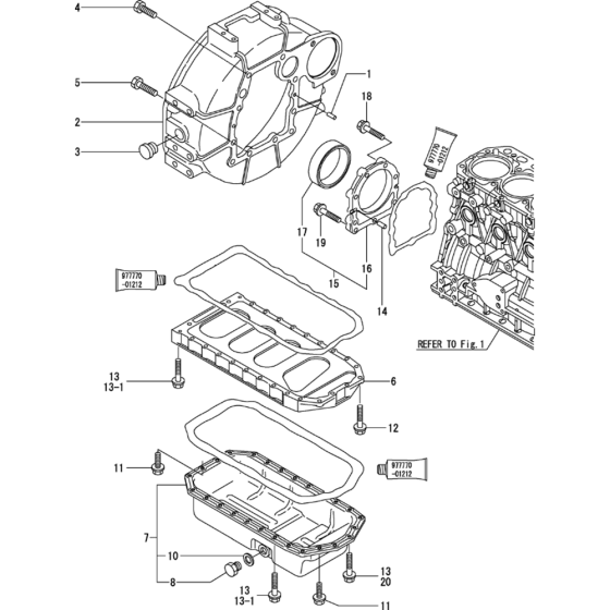 Flywheel Housing and Oil Sump Assembly for Yanmar 4TNV84T-XWA  Engine