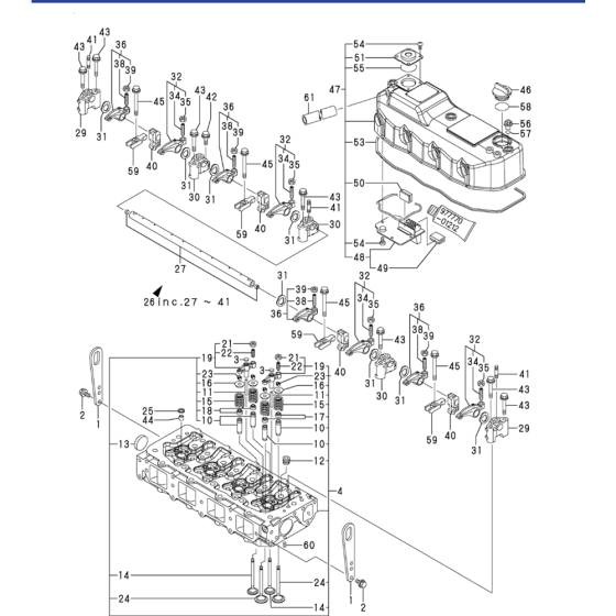 Cylinder Head and Bonnet Assembly for Yanmar 4TNV84T-XWA  Engine