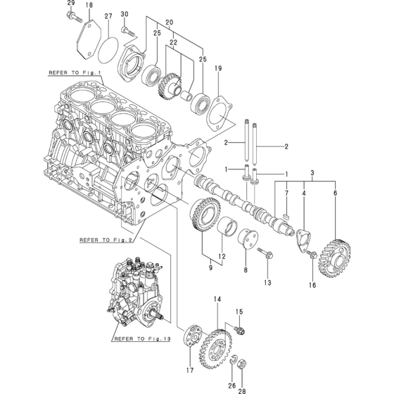 Camshaft and Driving Gear Assembly for Yanmar 4TNV84T-XWA  Engine