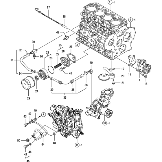 Oil System Assembly for Yanmar 4TNV88-BPTB Engine