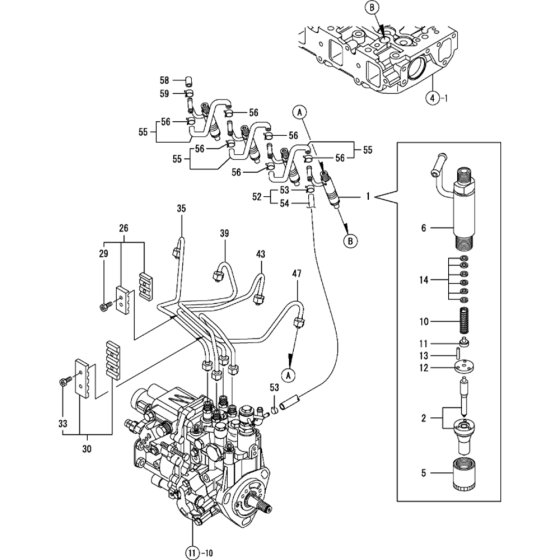 Fuel Injection Valve Assembly for Yanmar 4TNV88-KWA(2) Engine