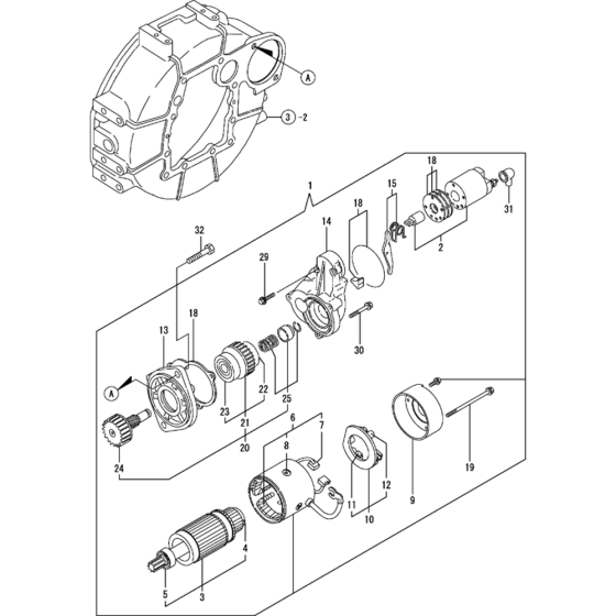 Starting Motor Assembly for Yanmar 4TNV88-KWA(2) Engine