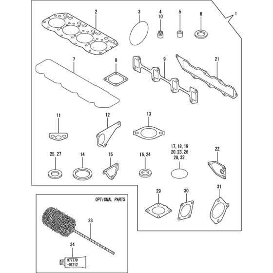 Gasket Set Assembly for Yanmar 4TNV88-KWA(2) Engine