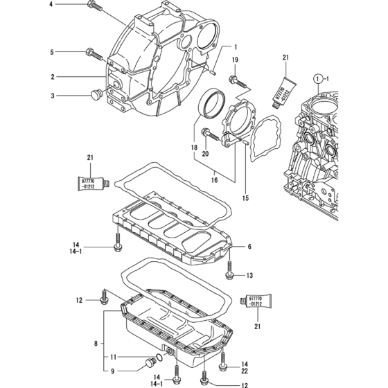 Flywheel Housing and Oil Sump Assembly for Yanmar 4TNV88-KWA(2) Engine