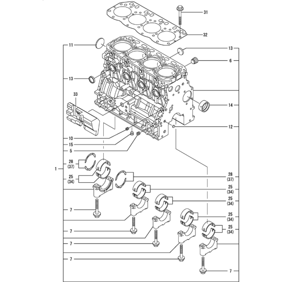 Cylinder Block Assembly for Yanmar 4TNV88-QTBZ Engine