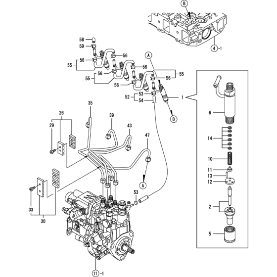 Fuel Injection Valve Assembly for Yanmar 4TNV88-QTBZ Engine