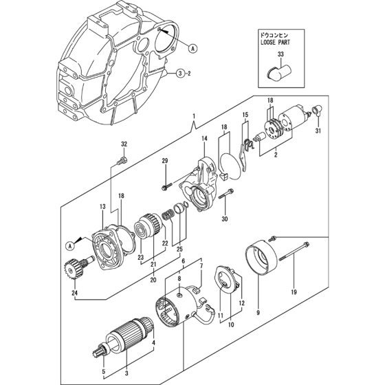 Starting Motor Assembly for Yanmar 4TNV88-QTBZ Engine