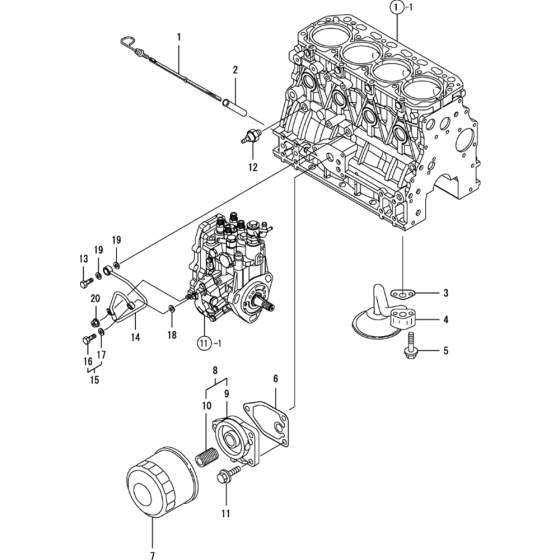 Oil System Assembly for Yanmar 4TNV88-QTBZ Engine