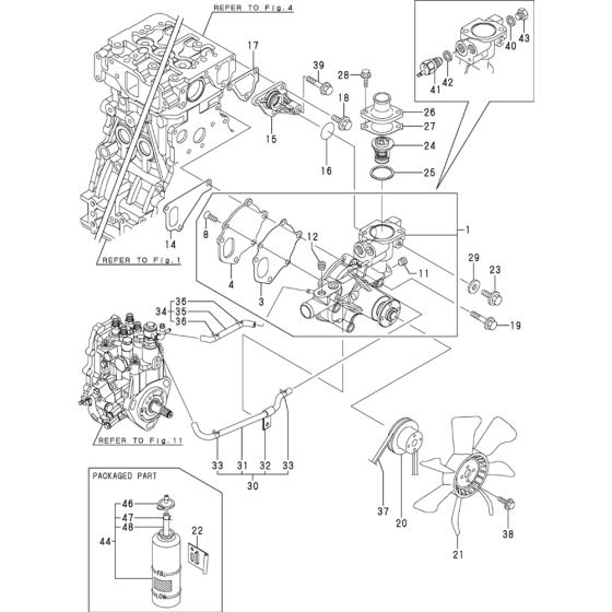 Cooling Water System Assembly for Yanmar 4TNV88-XWA Engine