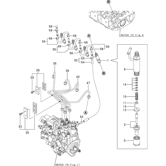 Fuel Injection Valve Assembly for Yanmar 4TNV88-XWA Engine