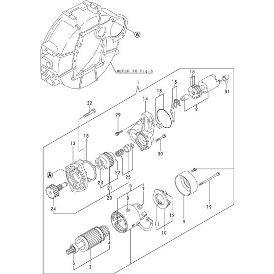 Starting Motor Assembly for Yanmar 4TNV88-XWA Engine