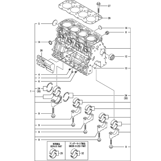 Cylinder Block Assembly for Yanmar 4TNV88-XWA2 Engine