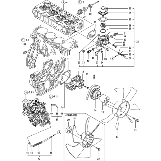 Cooling Water System Assembly for Yanmar 4TNV98-VTBZ Engine