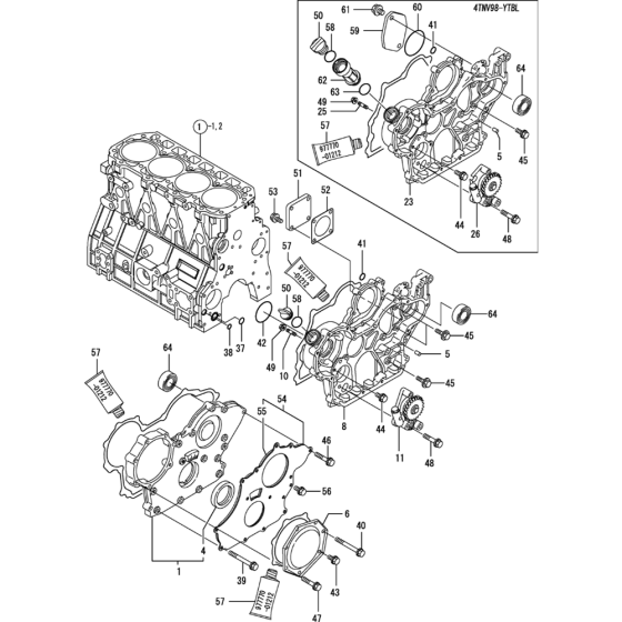 Gear Housing Assembly for Yanmar 4TNV98-VTBZ Engine