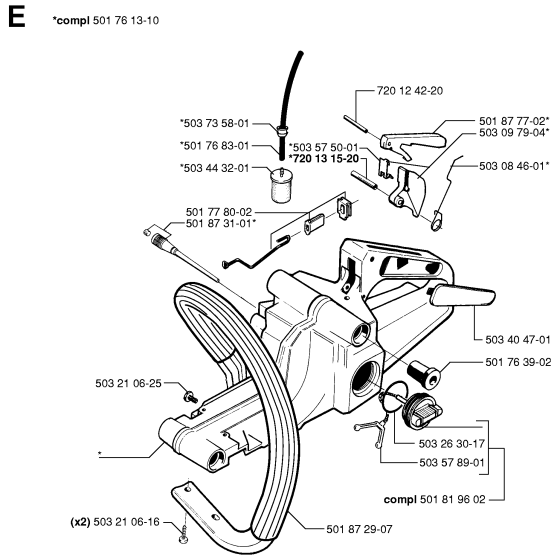 Fuel Tank & Handle Assembly For Husqvarna 51 Chainsaw 