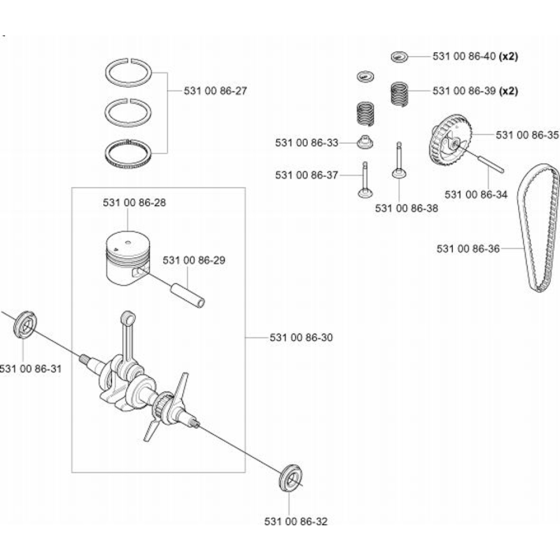 Piston & Crankshaft  for Husqvarna 524 LK Trimmer/ Edgers