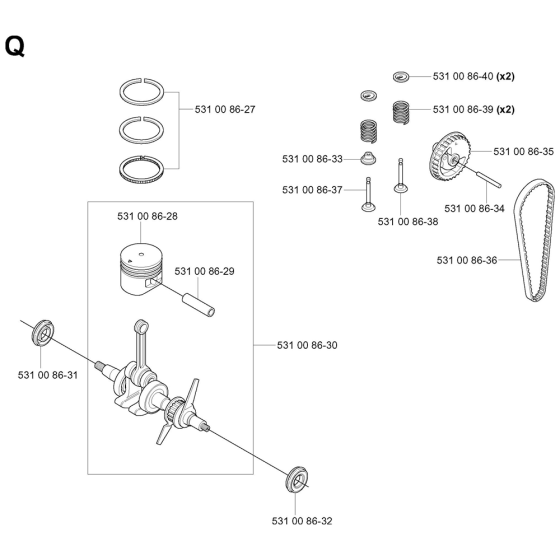 Piston & Crankshaft Assembly For Husqvarna 524R Brushcutters