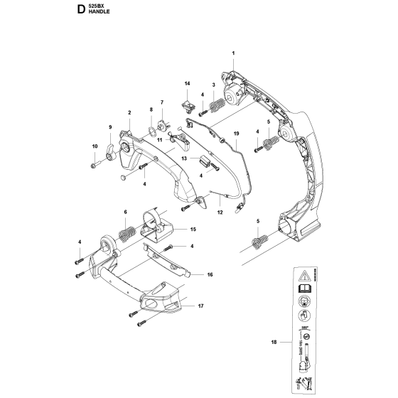 Handle Assembly for Husqvarna 525BX Leaf Blower