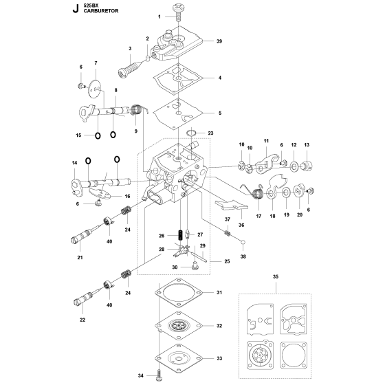 Carburetor Assembly for Husqvarna 525BX Leaf Blower