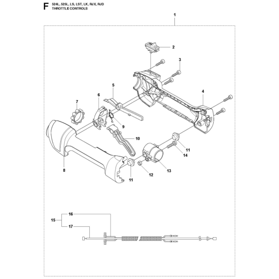 Throttle Controls Assembly For Husqvarna 525L Brushcutters