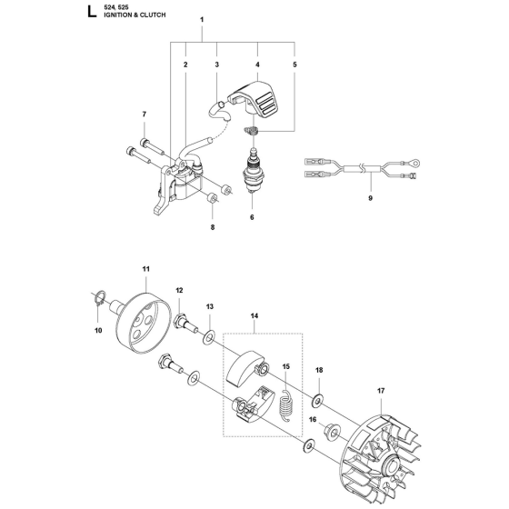 Ignition System & Clutch Assembly For Husqvarna 525LS Brushcutters