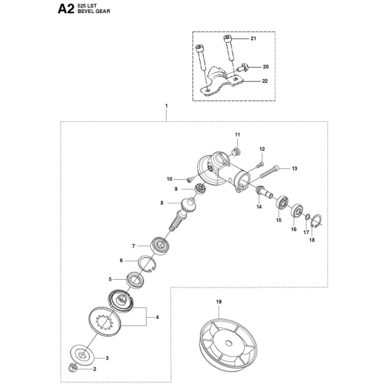 Bevel Gear Assembly For Husqvarna 525LST Brushcutters