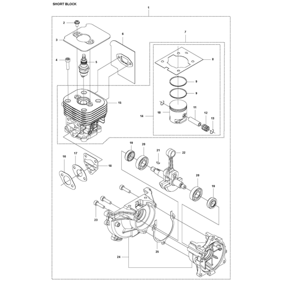 Short Block Assembly For Husqvarna 525LST Brushcutters