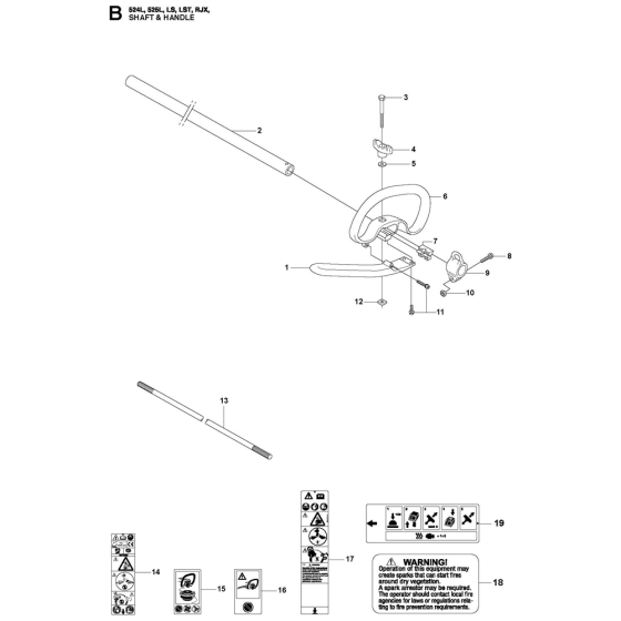 Shaft & Handle Assembly For Husqvarna 525LST Brushcutters