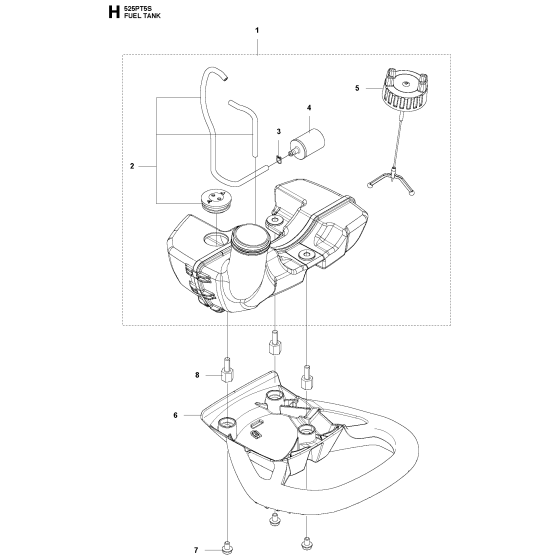 Fuel Tank Assembly for Husqvarna 525PT5S Pole Pruners
