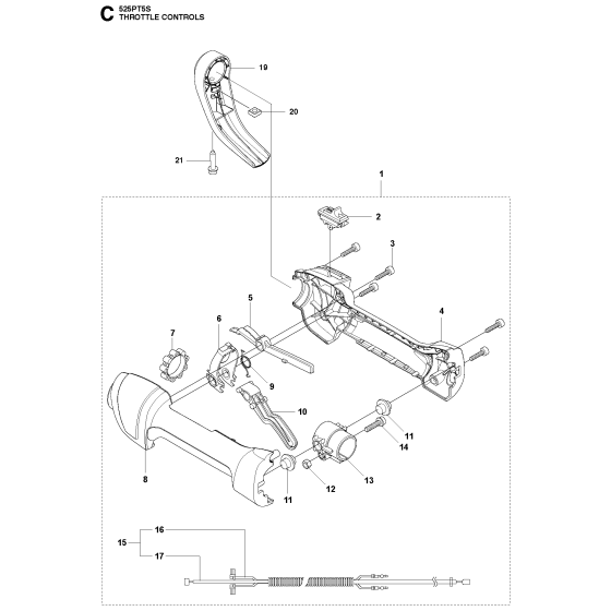 Throttle Controls Assembly for Husqvarna 525PT5S Pole Pruners