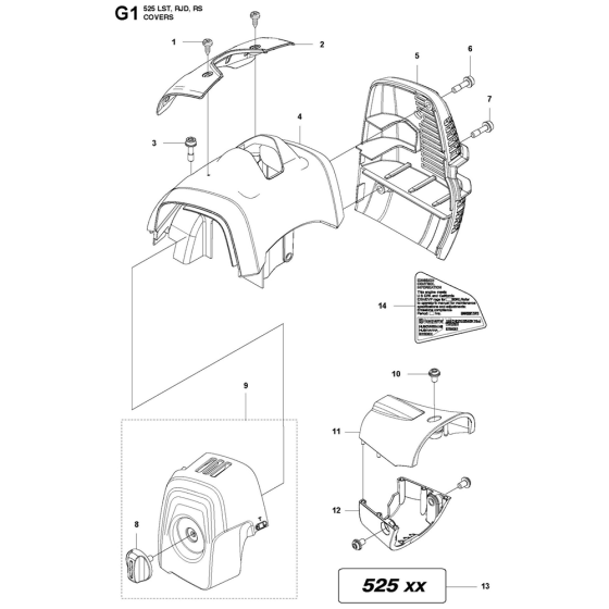 Cover Assembly For Husqvarna 525RJD Brushcutters