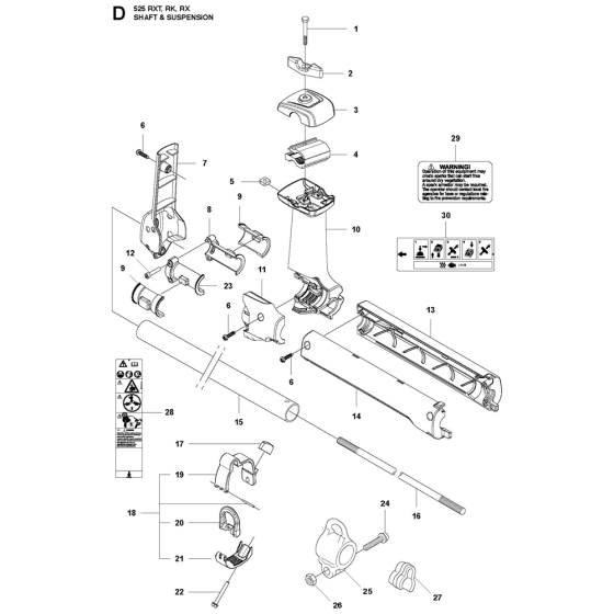 Shaft & Handle Assembly For Husqvarna 525RK Brushcutters