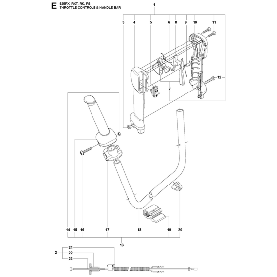 Throttle Controls Assembly For Husqvarna 525RK Brushcutters