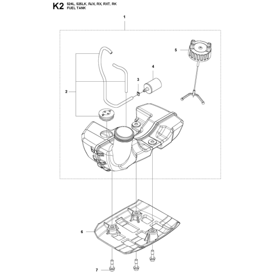 Fuel Tank Assembly For Husqvarna 525RK Brushcutters