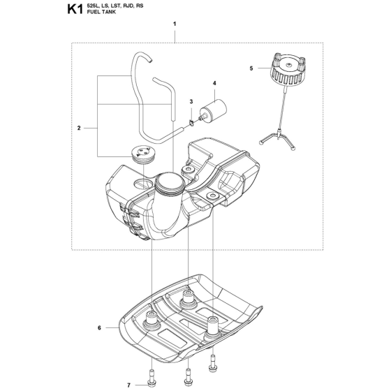 Fuel Tank Assembly For Husqvarna 525RS Brushcutters