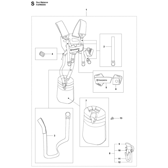 Harness Assembly For Husqvarna 525RX Brushcutters