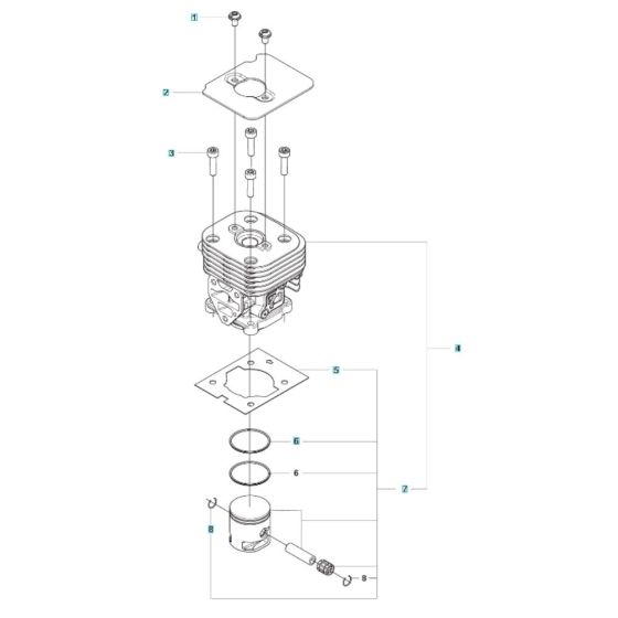 Cylinder Assembly for Husqvarna 525RX