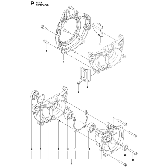 Crankcase Assembly For Husqvarna 531RS Brushcutters