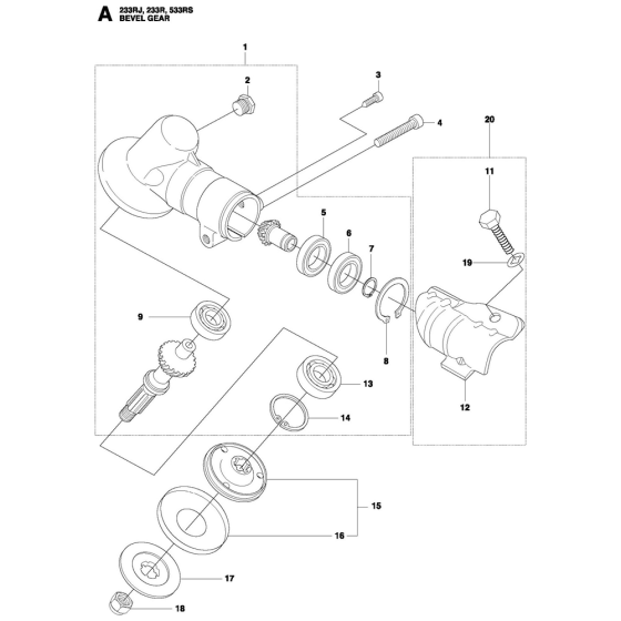 Bevel Gear Assembly For Husqvarna 533RS Brushcutters