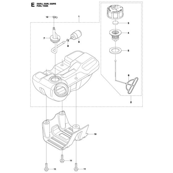 Fuel Tank Assembly For Husqvarna 533RS Brushcutters